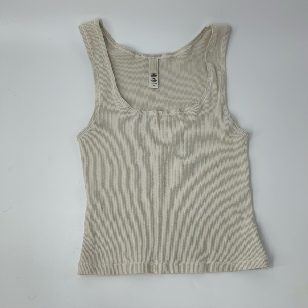 SKIMS Cream Ribbed Tank Top